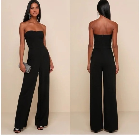 Lulus Pants - NWT Lulus Edith Wide Leg Black Strapless Jumpsuit | medium